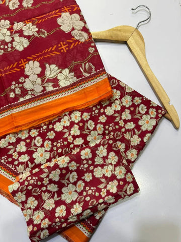 Bin Saeed Printed Lawn Unstitched 3 Piece Suit - K13