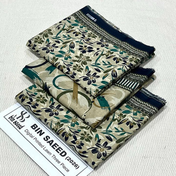 Bin Saeed Printed Lawn Unstitched 3 Piece Suit - K24
