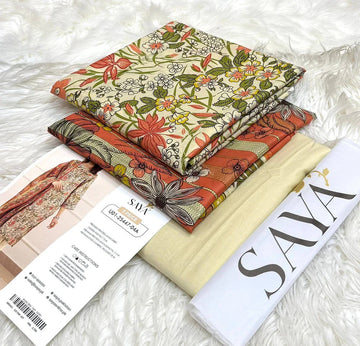 Saya Printed Lawn Unstitched 3 Piece Suit - K34