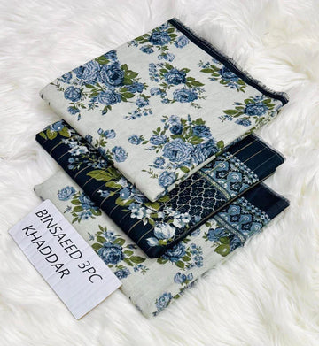 BS KHADDAR UNSTITCHED 3PC SUIT - U18